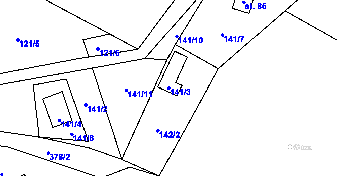 Parcela st. 141/3 v KÚ Ondřejov u Pelhřimova, Katastrální mapa