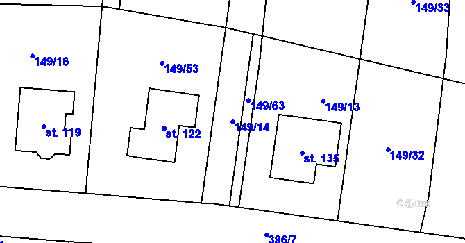 Parcela st. 149/14 v KÚ Ondřejov u Pelhřimova, Katastrální mapa