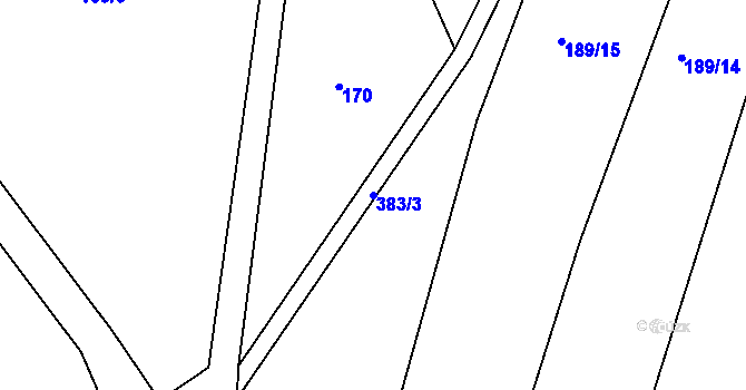 Parcela st. 383/3 v KÚ Ondřejov u Pelhřimova, Katastrální mapa