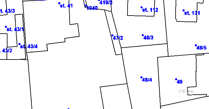 Parcela st. 47/3 v KÚ Ondřejov u Pelhřimova, Katastrální mapa