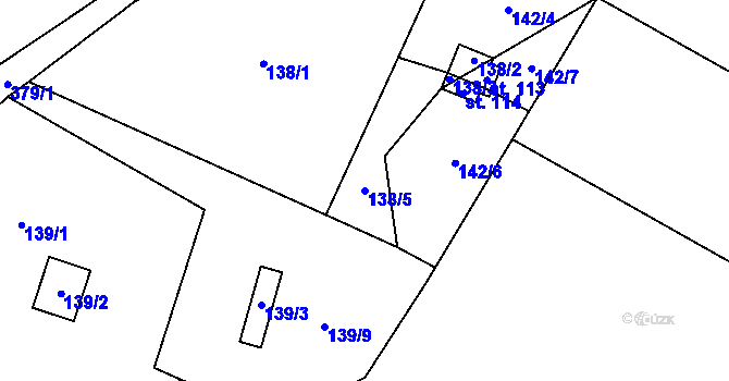 Parcela st. 138/5 v KÚ Ondřejov u Pelhřimova, Katastrální mapa
