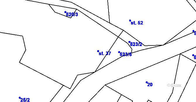 Parcela st. 37 v KÚ Křečovice u Onomyšle, Katastrální mapa