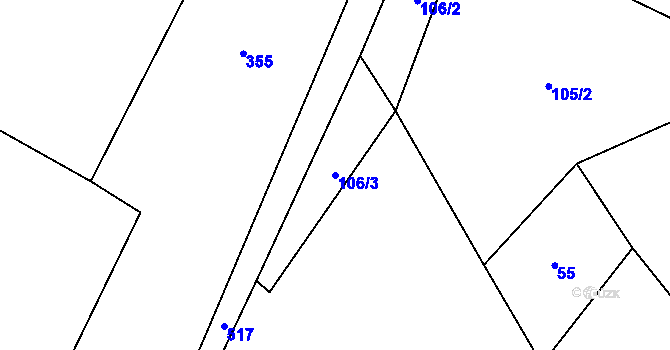 Parcela st. 106/3 v KÚ Křečovice u Onomyšle, Katastrální mapa