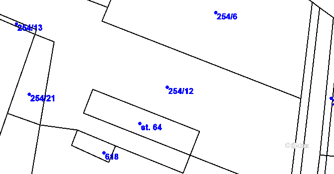 Parcela st. 254/12 v KÚ Křečovice u Onomyšle, Katastrální mapa