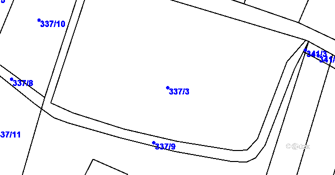 Parcela st. 337/3 v KÚ Křečovice u Onomyšle, Katastrální mapa
