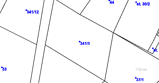 Parcela st. 341/1 v KÚ Křečovice u Onomyšle, Katastrální mapa
