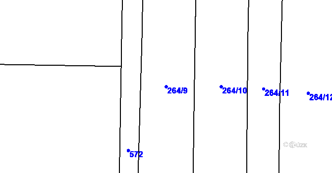 Parcela st. 264/9 v KÚ Křečovice u Onomyšle, Katastrální mapa