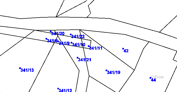 Parcela st. 341/11 v KÚ Křečovice u Onomyšle, Katastrální mapa