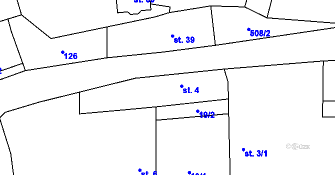 Parcela st. 4 v KÚ Miletín u Onomyšle, Katastrální mapa