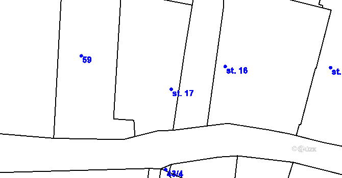 Parcela st. 17 v KÚ Miletín u Onomyšle, Katastrální mapa