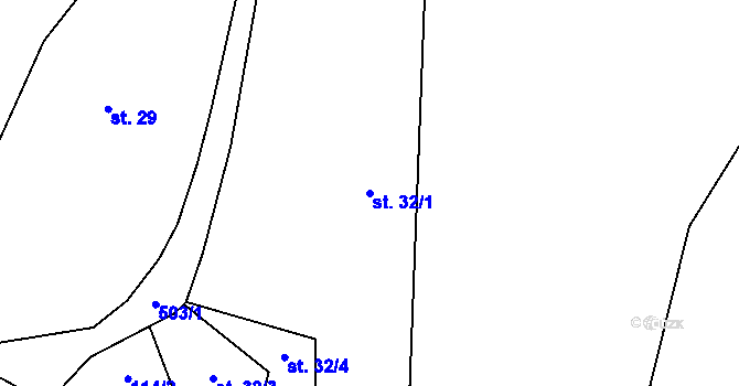 Parcela st. 32/1 v KÚ Miletín u Onomyšle, Katastrální mapa