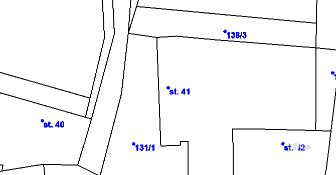 Parcela st. 41 v KÚ Miletín u Onomyšle, Katastrální mapa