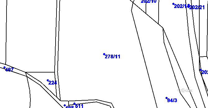 Parcela st. 278/11 v KÚ Miletín u Onomyšle, Katastrální mapa