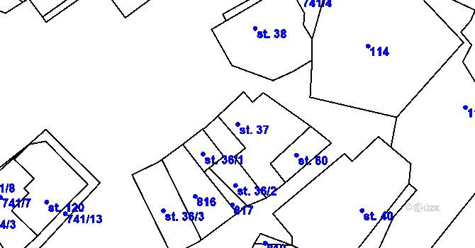 Parcela st. 37 v KÚ Onomyšl, Katastrální mapa