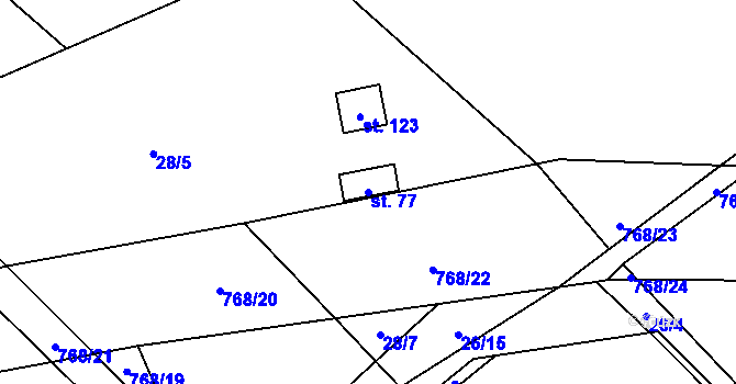 Parcela st. 77 v KÚ Onomyšl, Katastrální mapa