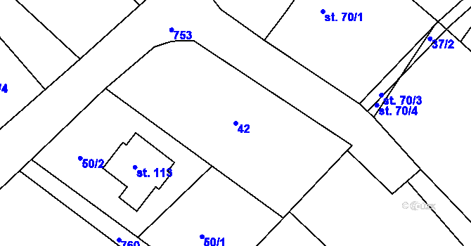 Parcela st. 42 v KÚ Onomyšl, Katastrální mapa