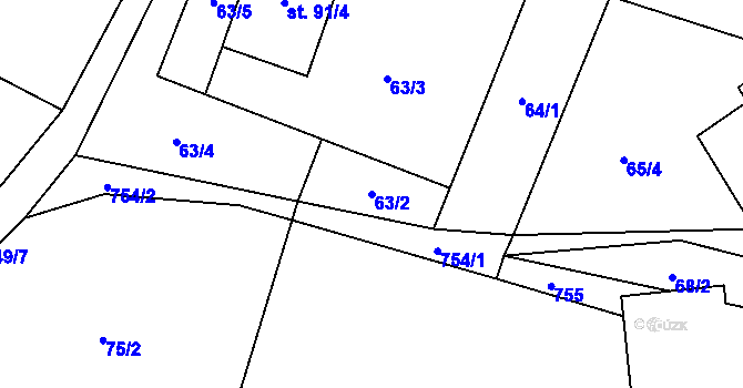 Parcela st. 63/2 v KÚ Onomyšl, Katastrální mapa