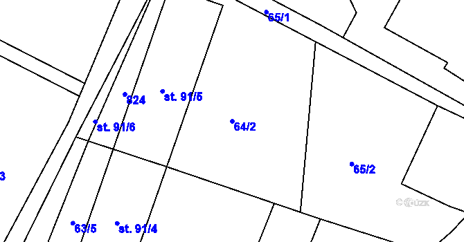 Parcela st. 64/2 v KÚ Onomyšl, Katastrální mapa