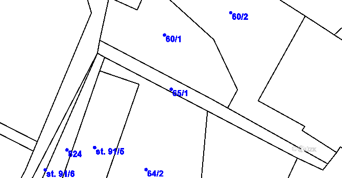 Parcela st. 65/1 v KÚ Onomyšl, Katastrální mapa
