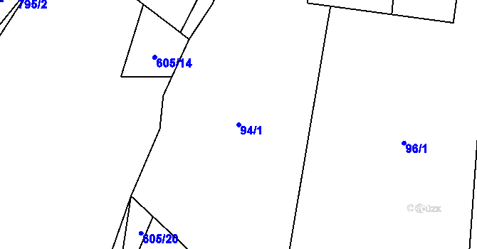 Parcela st. 94/1 v KÚ Onomyšl, Katastrální mapa