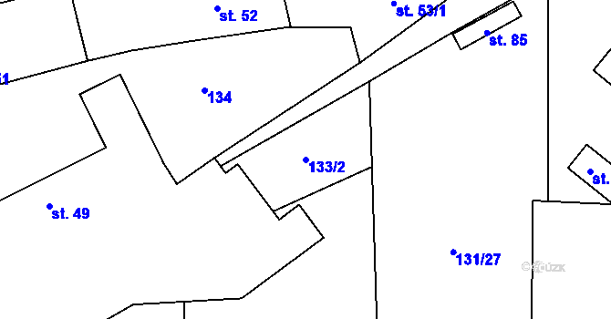 Parcela st. 133/2 v KÚ Onomyšl, Katastrální mapa