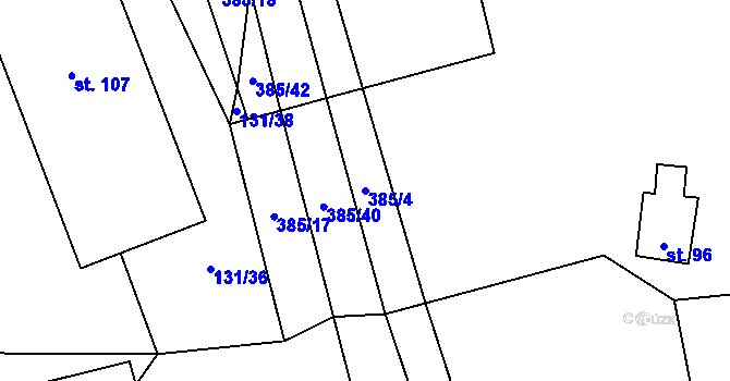 Parcela st. 385/4 v KÚ Onomyšl, Katastrální mapa
