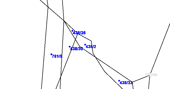Parcela st. 438/2 v KÚ Onomyšl, Katastrální mapa