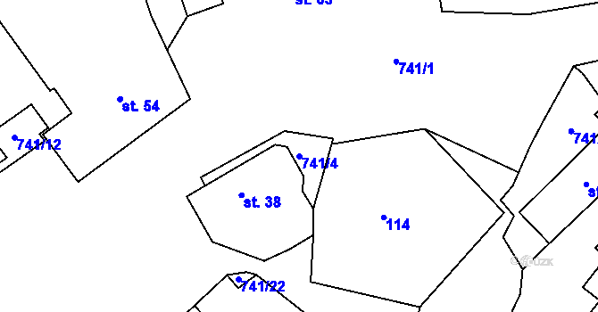 Parcela st. 741/4 v KÚ Onomyšl, Katastrální mapa