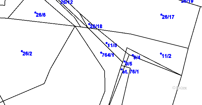Parcela st. 764/1 v KÚ Onomyšl, Katastrální mapa