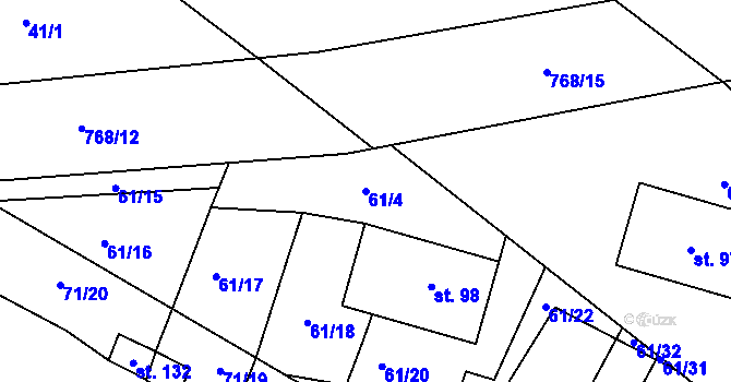 Parcela st. 61/4 v KÚ Onomyšl, Katastrální mapa
