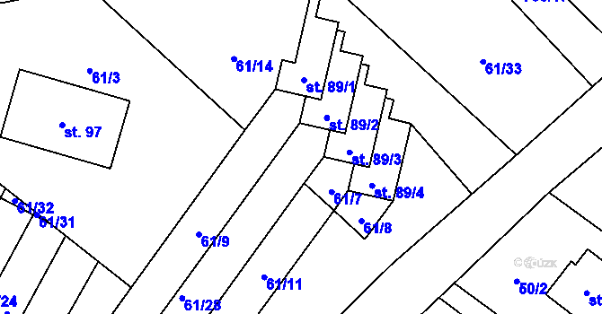 Parcela st. 61/6 v KÚ Onomyšl, Katastrální mapa