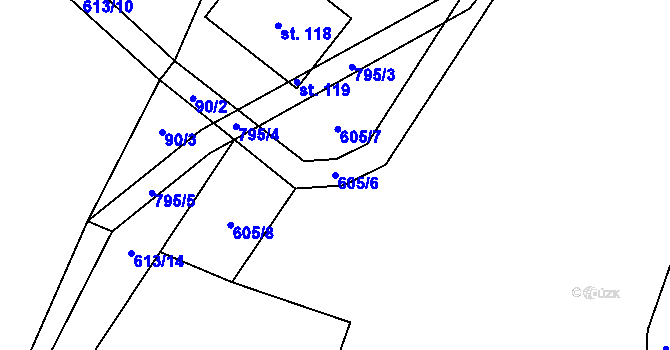 Parcela st. 605/6 v KÚ Onomyšl, Katastrální mapa