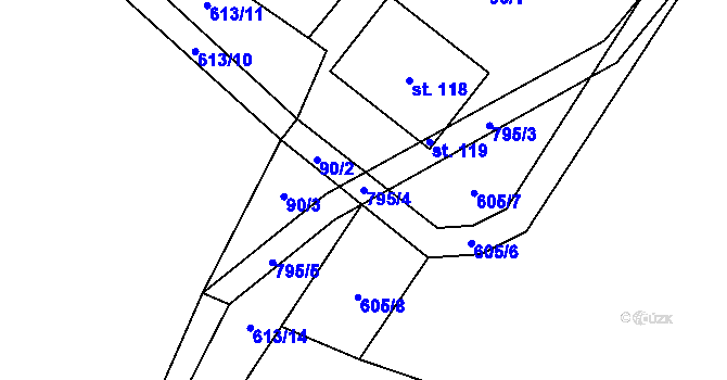 Parcela st. 795/4 v KÚ Onomyšl, Katastrální mapa