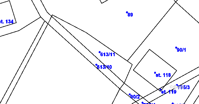 Parcela st. 613/11 v KÚ Onomyšl, Katastrální mapa