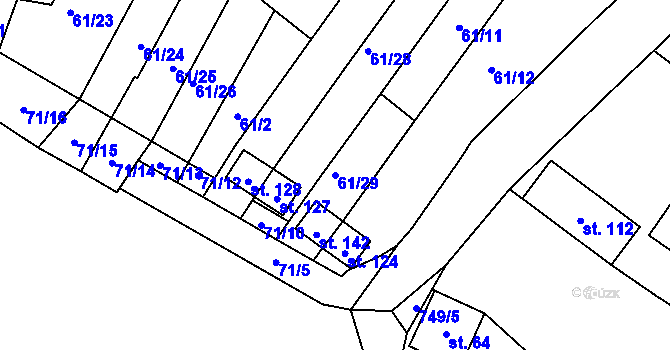Parcela st. 61/29 v KÚ Onomyšl, Katastrální mapa
