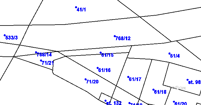 Parcela st. 61/15 v KÚ Onomyšl, Katastrální mapa