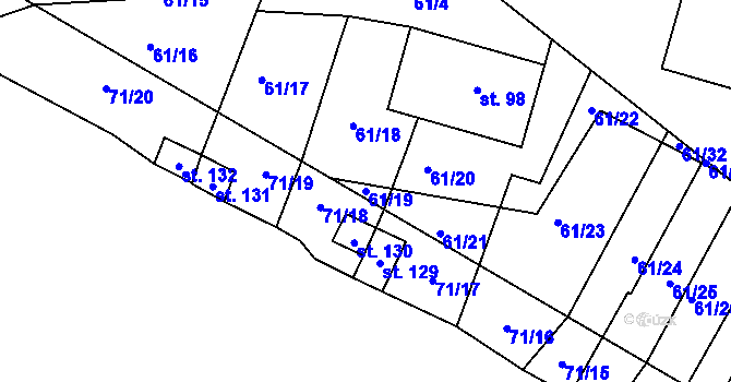 Parcela st. 61/19 v KÚ Onomyšl, Katastrální mapa