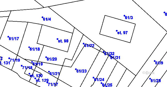 Parcela st. 61/22 v KÚ Onomyšl, Katastrální mapa