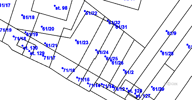 Parcela st. 61/24 v KÚ Onomyšl, Katastrální mapa