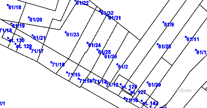 Parcela st. 61/26 v KÚ Onomyšl, Katastrální mapa