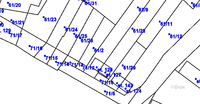 Parcela st. 61/27 v KÚ Onomyšl, Katastrální mapa
