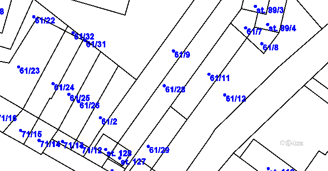 Parcela st. 61/28 v KÚ Onomyšl, Katastrální mapa