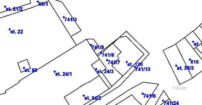 Parcela st. 741/8 v KÚ Onomyšl, Katastrální mapa