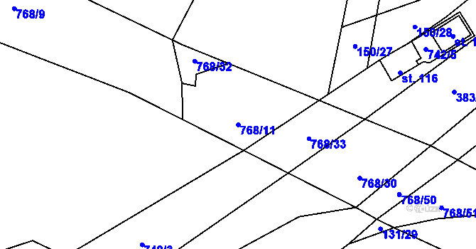 Parcela st. 768/11 v KÚ Onomyšl, Katastrální mapa