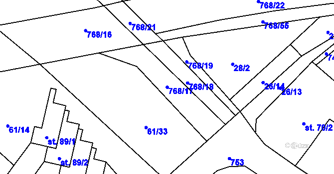 Parcela st. 768/17 v KÚ Onomyšl, Katastrální mapa