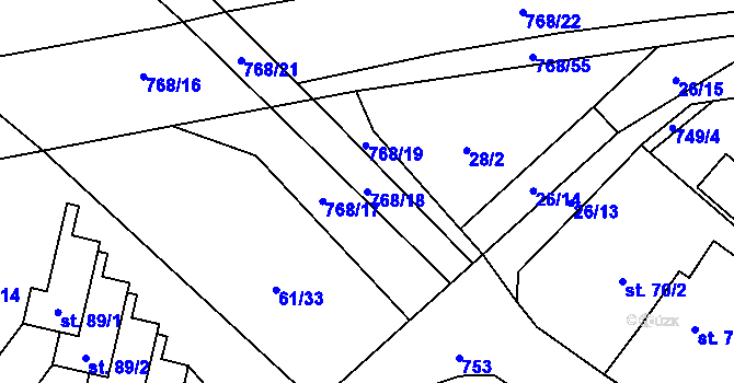 Parcela st. 768/18 v KÚ Onomyšl, Katastrální mapa