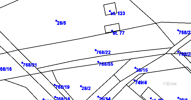 Parcela st. 768/22 v KÚ Onomyšl, Katastrální mapa