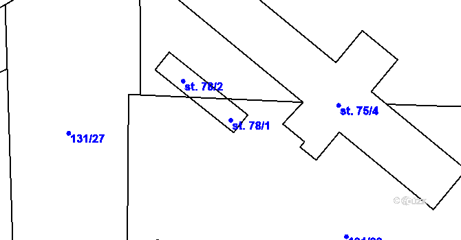 Parcela st. 78/1 v KÚ Onomyšl, Katastrální mapa