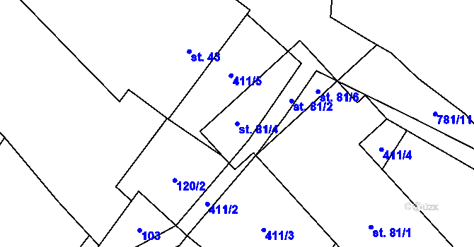 Parcela st. 81/4 v KÚ Onomyšl, Katastrální mapa