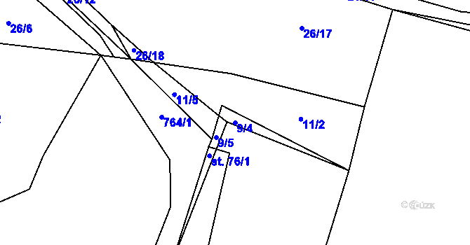 Parcela st. 9/4 v KÚ Onomyšl, Katastrální mapa